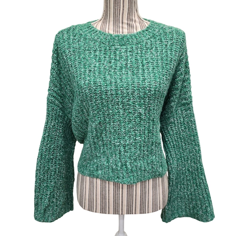 Sincerely Jules Boucle Sweater Bell Sleeve Crew Neck Y2K Cropped Women's‎ M